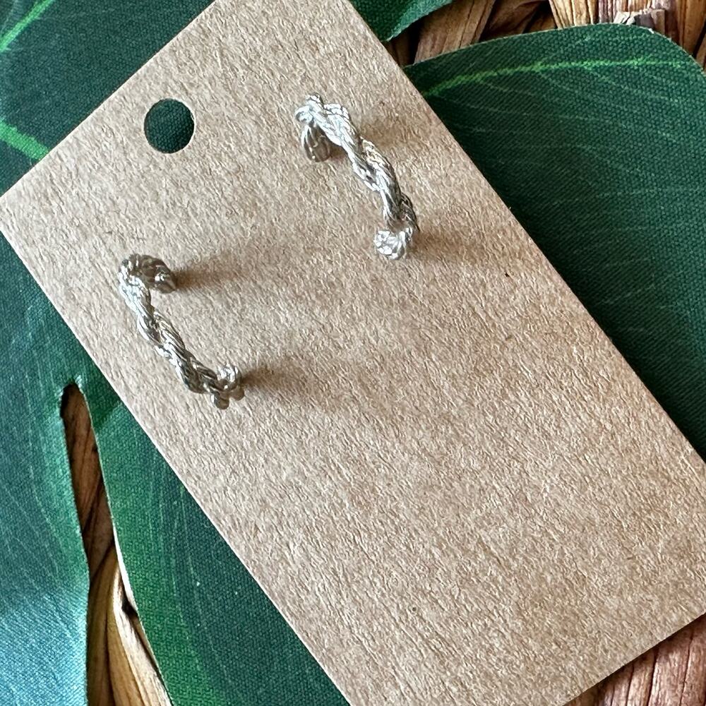 BOGO FREE Silver twist rope tiny hoop VTG earrings